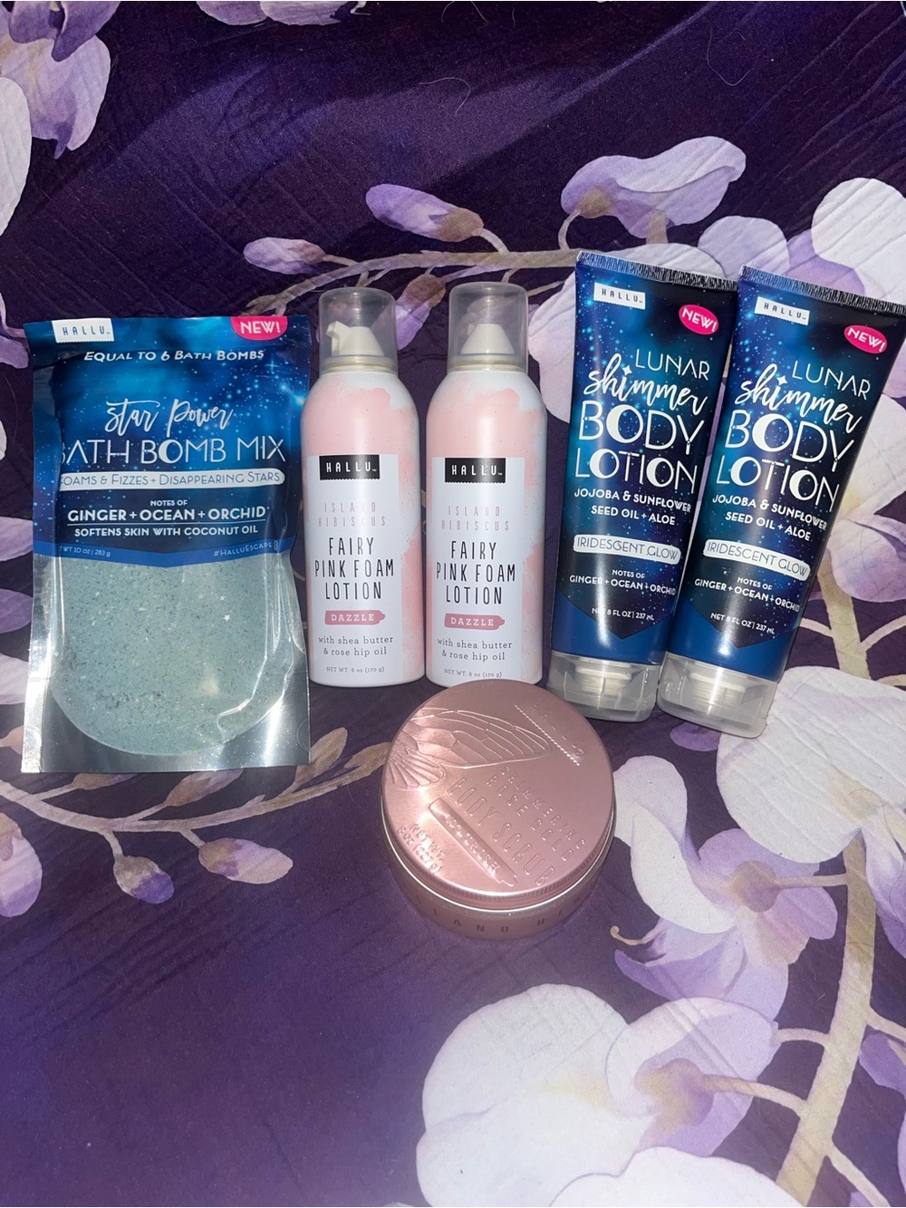 Hallu Fairy Pink Foam Lotion & Lunar moon Shimmer Body Care Set of 6
